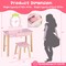 Costway Kid Vanity Table Stool Set with Mirror Wooden Legs Storage Drawer Pink